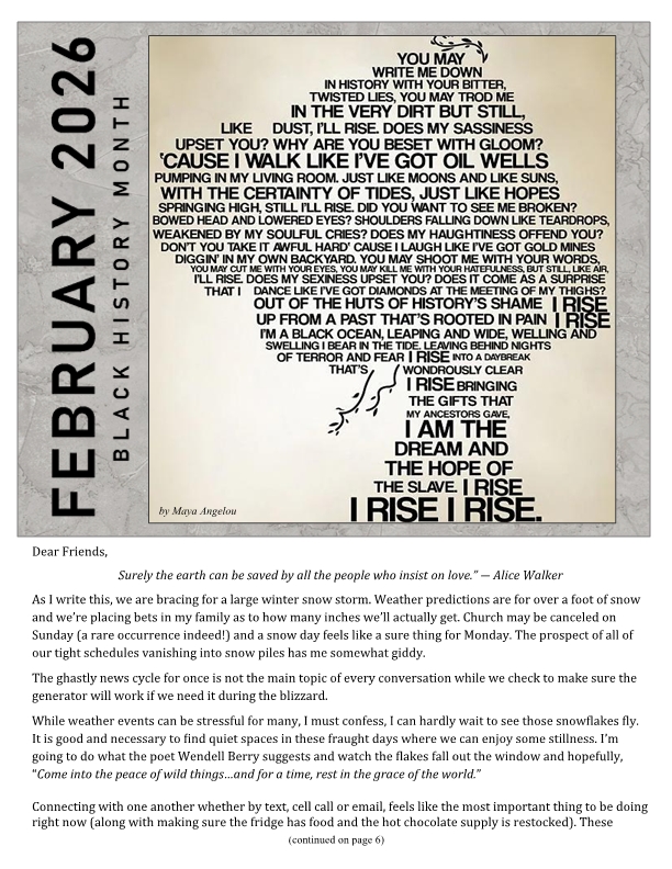 2026 February Newsletter Cover page